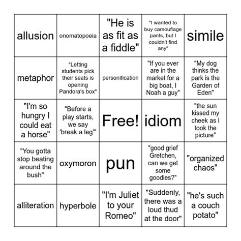 figurative language bingo|figurative language jeopardy.